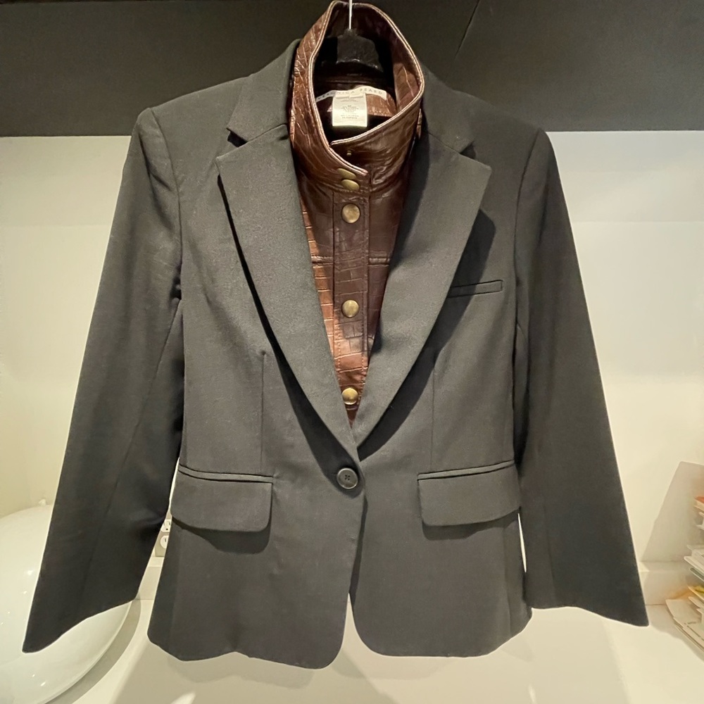 $698 Veronica Beard Black Classic Wool Dickey Jacket Blazer Single Button sz 4 - Picture 6 of 14